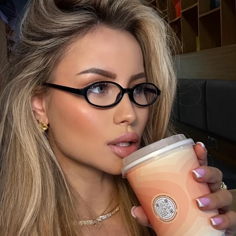 3PCS Ladies' Lightweight Oval Cute Korean Style Flat Lens Glasses Fashionable Flat Lens Glasses Suitable for Daily Wear