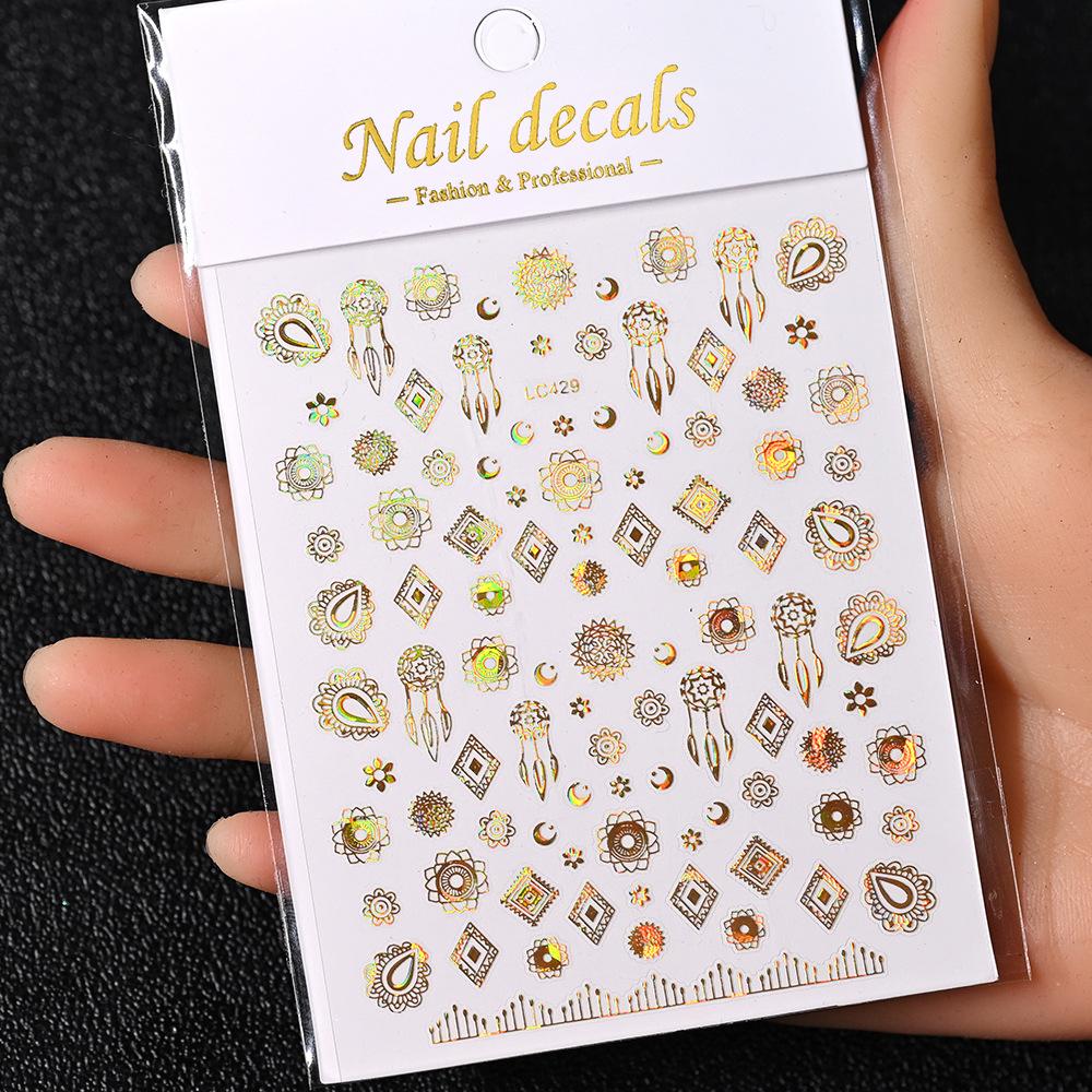 Best-Selling Japanese Aesthetic Laser Silver Heart Nail Stickers - Plant-Inspired Nail Art