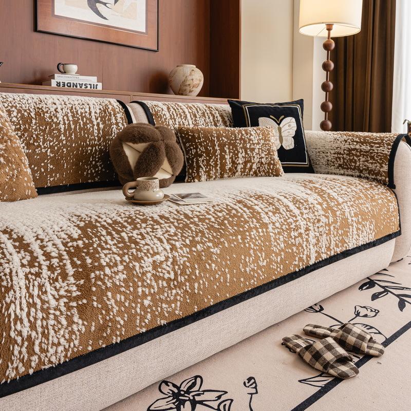 

1 шт. Короткий плюшевый утолщенный чехол на диван L-образной формы, угловой диванный плед в скандинавском стиле, простой противоскользящий чехол на сиденье дивана для гостиной A 70x70cm 1pc