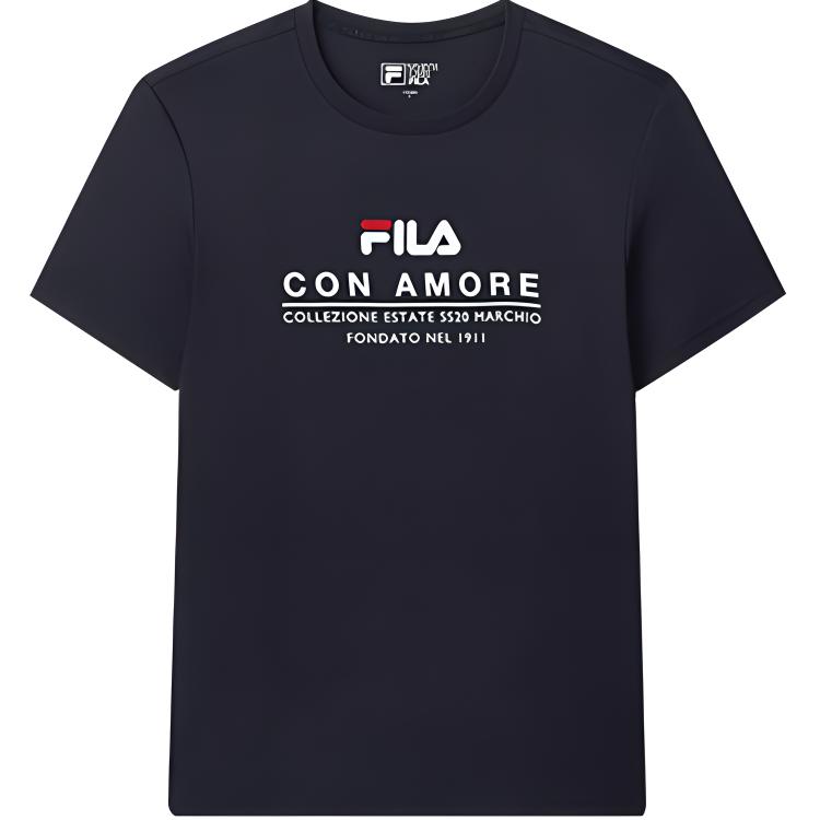 FILA T Shirts Men s Legend Blue Crew Neck Moderate F11M028114F-NV- 2XL