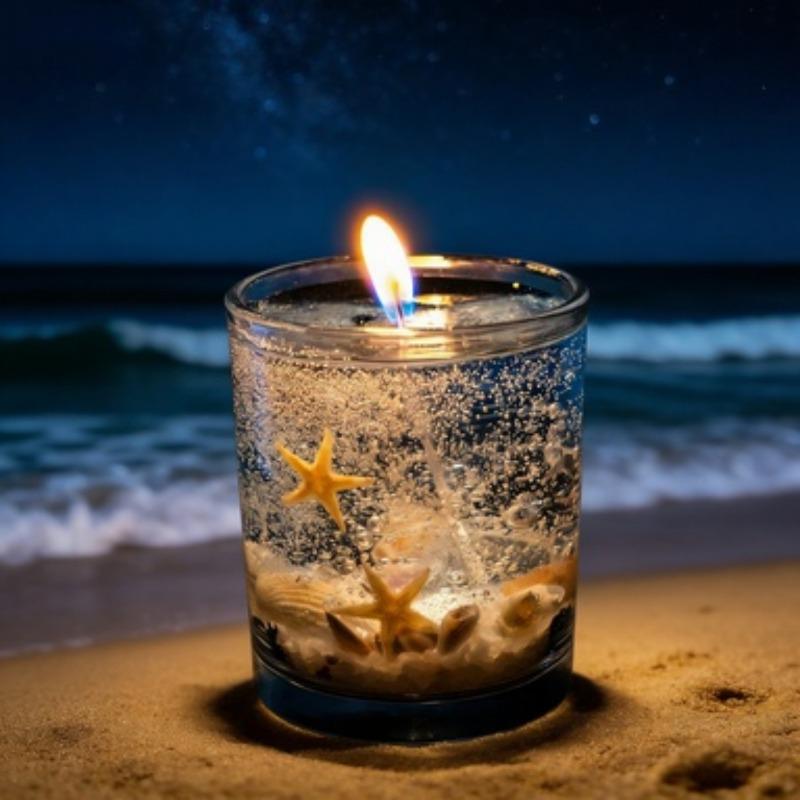 Ocean beach glass candle cup, handmade aromatherapy jelly candle crystal candle home ornament