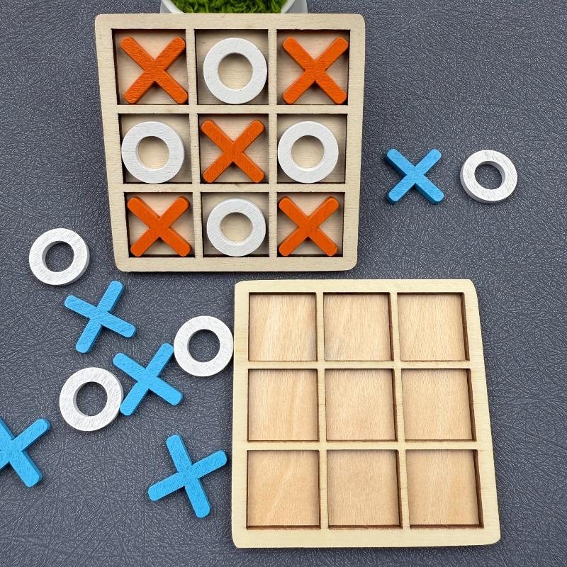 wooden tic tac toe board game