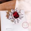 925 Silver New Colorful Square Zircon Ring Female Fashion Full Diamond Water Drop Zircon Ring Party Birthday Gift