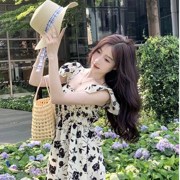 2026 Super Fairy Mori Dress Summer New Small Flying Sleeves Sweet Temperament Gentle Wind French Floral Medium and Long Dress