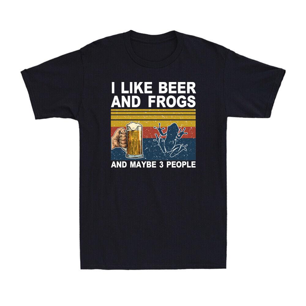 I Like Beer and Frogs And Maybe 3 People Shirt Frog Amphibian Lover T-Shirt M