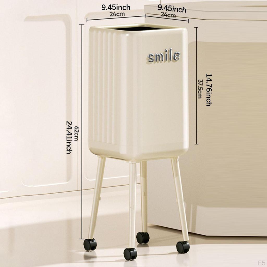 Modern Large Capacity Rolling Trash Can Without Lid for Office, Kitchen, Restaurant, Bathroom.