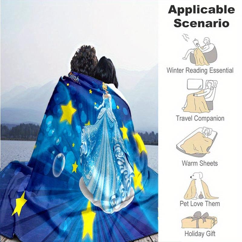 1pc Princess Printing Blanket - Soft, All-Season Throw for Living Room, Bedroom,Personalized Gift with Adorable Cartoon Design