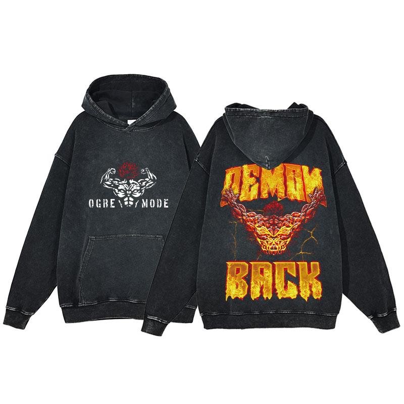 Hot Anime Baki Hanma Graphic Print Men Women Vintage Hoodies Washed Cotton Streetwear Harajuku Unisex Casual Loose Sweatshirt