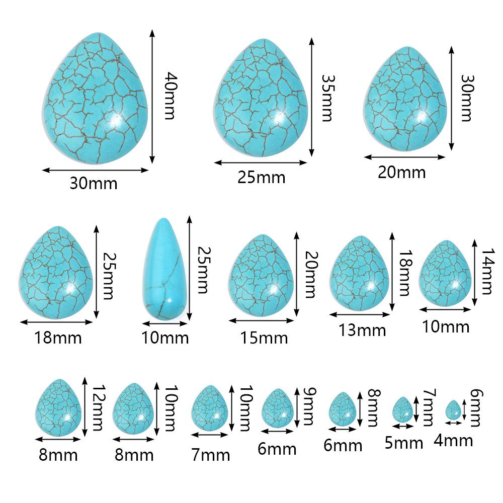10pcs/Lot Waterdrop Turquoises Cabochon Beads Semi-Flat Teardrop Cameo Turquoise Beads Fit DIY Jewelry Ring Earring Accessories 4x6mm синий