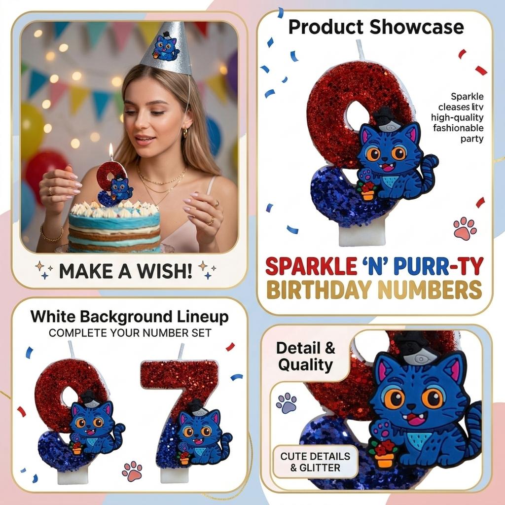 Fashion Cartoon Creative Birthday Candles Party Digital Candles