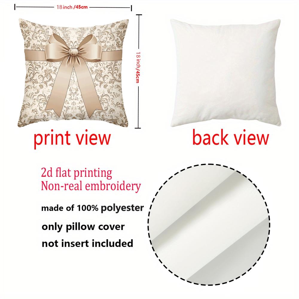 1 Pieces Elegant Patterned Pillows with Ribbon Bow Decor Polyester pillowcase, sofa decorative cushion cov Headboard Pillow