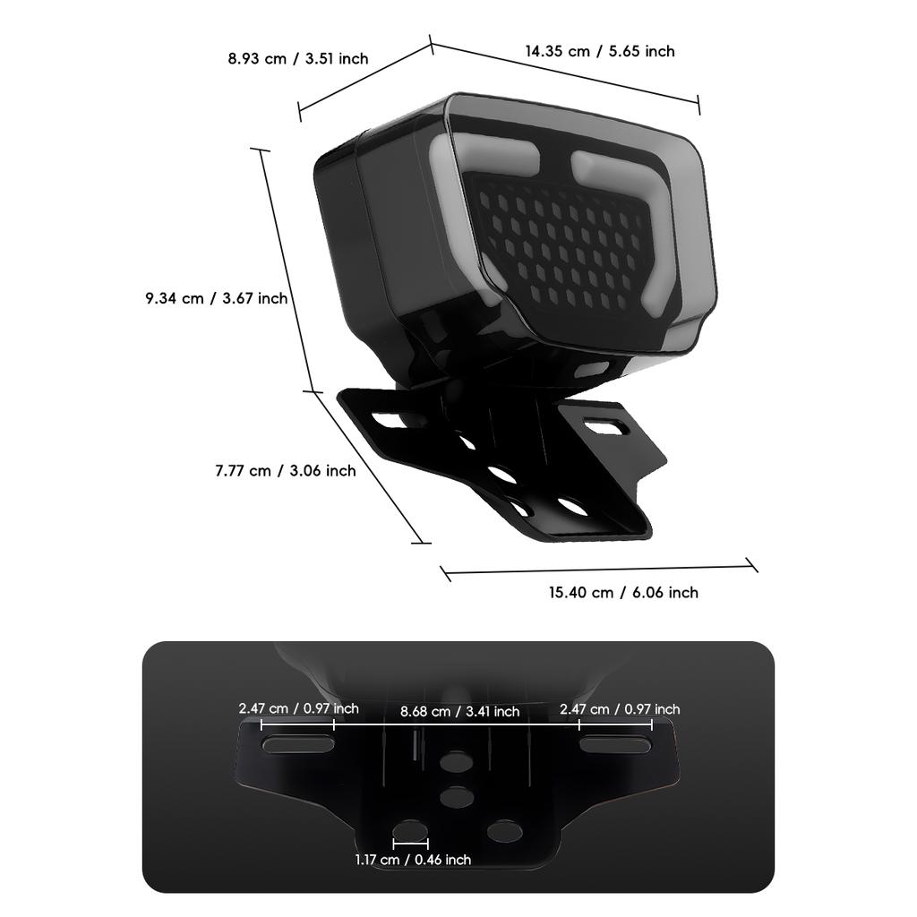 1PC Motorcycle LED Grid Tail Lamp Dynamic Flash Rear Light Motorcycle Signal Lights Integration Tail Lamp 12V Waterproof
