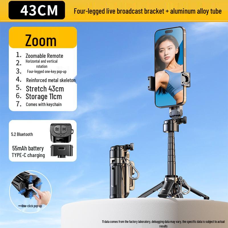 Bärbar Mini Telefon Selfiepinne & Golvstativ 2025 - Universell för Apple & Xiaomi