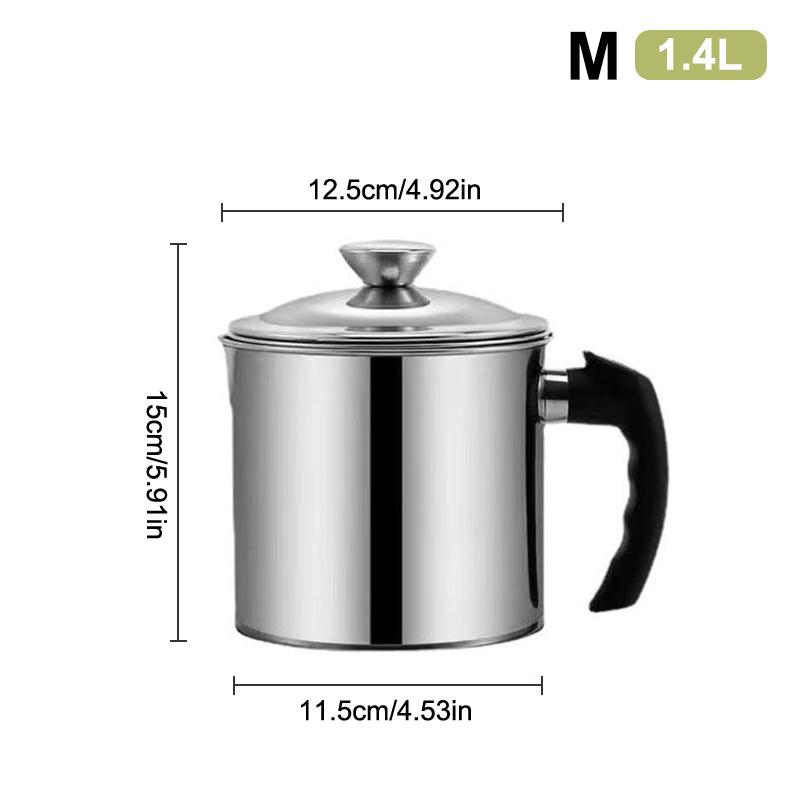 Durable Stainless Steel Oil Pot with Built-in Filter - Easy Invert Leak-proof Design for Kitchen And Restaurant Use