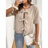Spring Summer Women's Lace Up Long Sleeve Knit Cardigan, INS Style Casual Outerwear For European American