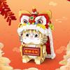 Mini Animal Cat Building Blocks DIY Lucky Cat Lion Dance Doll Model Assembly Toy Suitable for Home Decoration and Holiday Gifts No Box