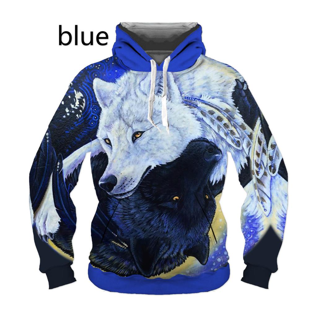 Móda 3D Mikiny Muži S Kapucí Zvíře Vlk Potisk Mikina Pánská/Dámská Vtipná Mikina