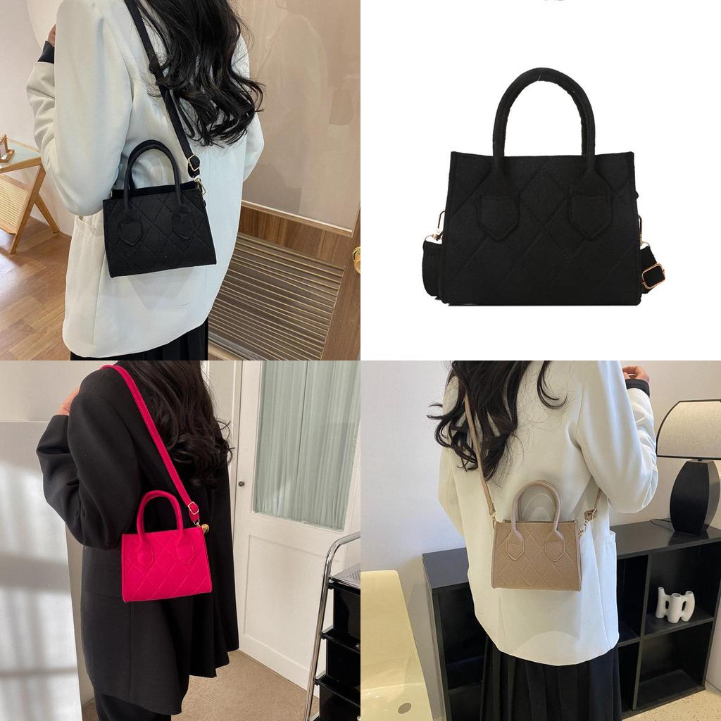 Chic Minimalist Felt Crossbody Bag Elegant Square Shape For Casual And Commuter Use