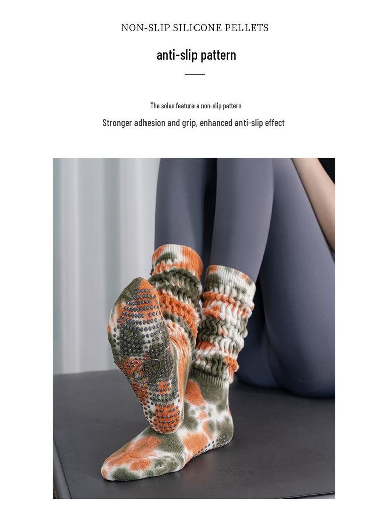 Tie-Dye Rutschfeste Pilates- & Yoga-Socken - Atmungsaktiv, Professionelle Fitness-Bodensocken