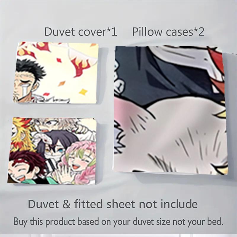 3pcs Demon Slayer Anime Characters Festival Gift Set-Home Decor Bedding Suit for Bedroom, Guest Room, Living Room, Hotel-Suitable for Fans,