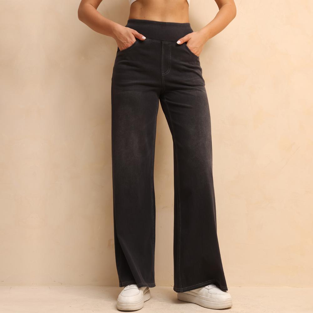 

Shascullfites Women s Dark Grey plus Size Jeans High Stretch Wide Leg Summer Thin Multiple Pockets Baggy Fit 3XL