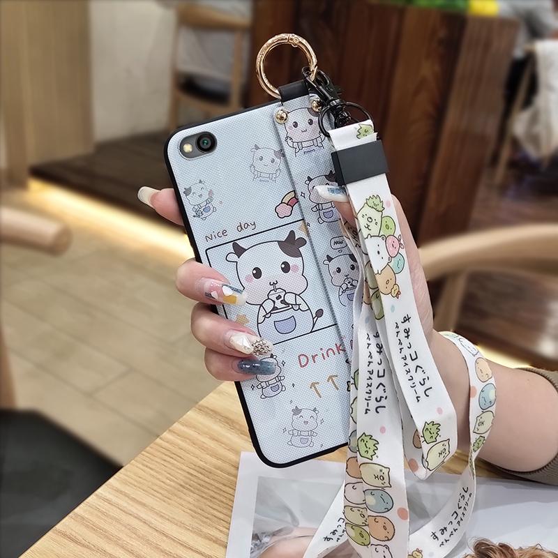 Lanyard Phone Holder Phone Case For Xiaomi Redmi GO Soft case Protective Shockproof Dirt-resistant Wristband Cute Ring