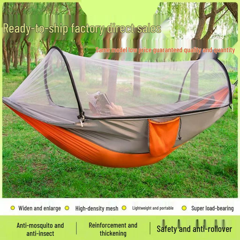 Portable Outdoor Thickened Anti-tip Double Hammock for Camping, Picnic, Courtyard, Balcony, and Home Use Swing