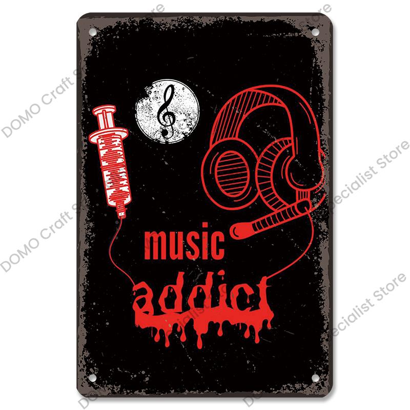 Retro Music Poster Metal Tin Signs Music CD Radio Guitar Singer Vintage Metal Plate Wall Decor Music Party Bar Club Living Room