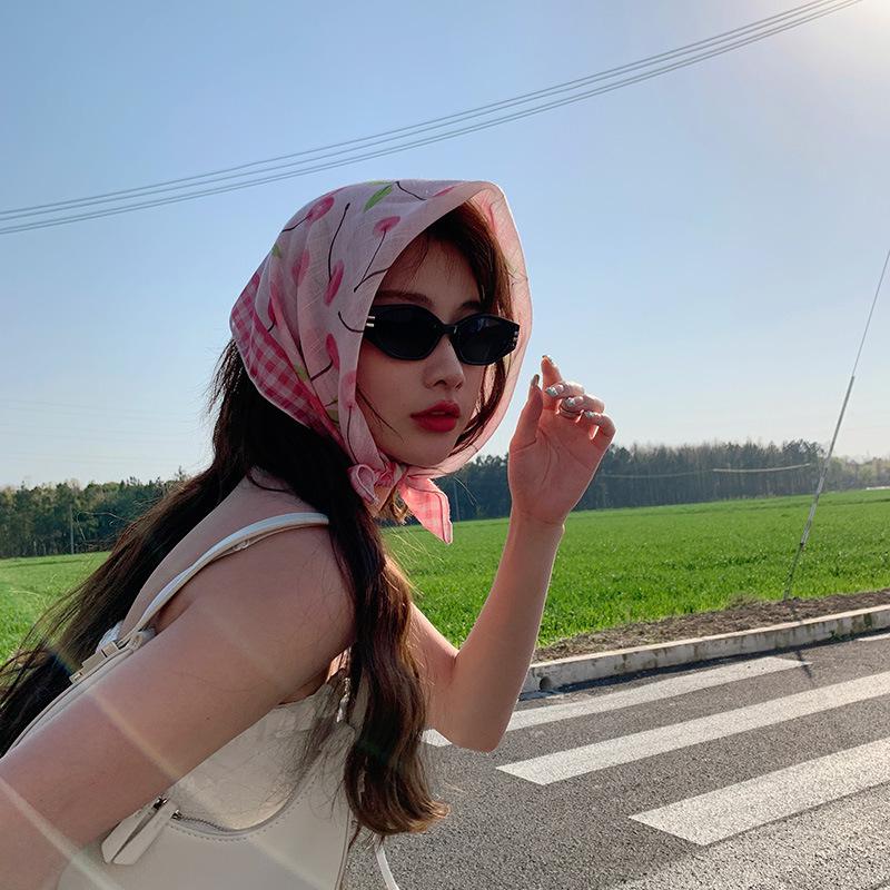 Women's Summer Floral Cotton & Linen Scarf - Breathable Fashion Headband & Neckerchief