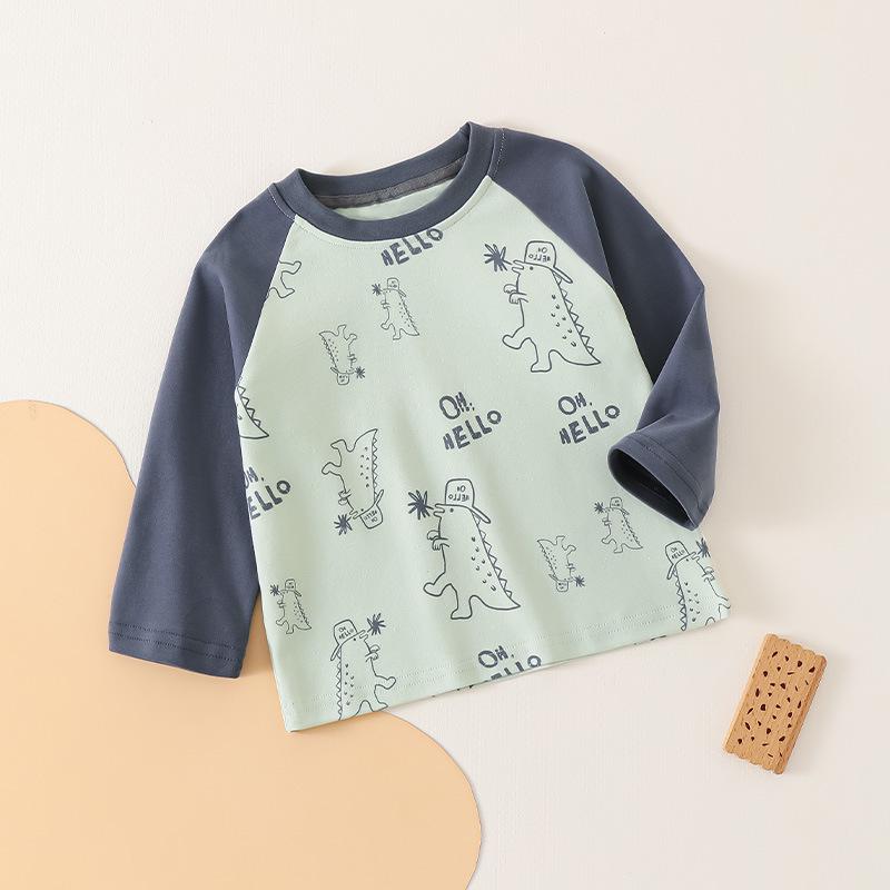 Toddler Boys' Cotton Long-Sleeve T-Shirt - Spring/Autumn Trendy Base Layer Top