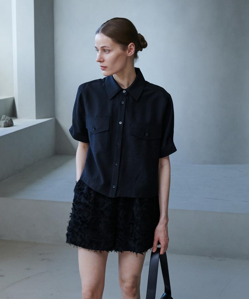 Owaiwai Fringe Elastic Shorts_Black