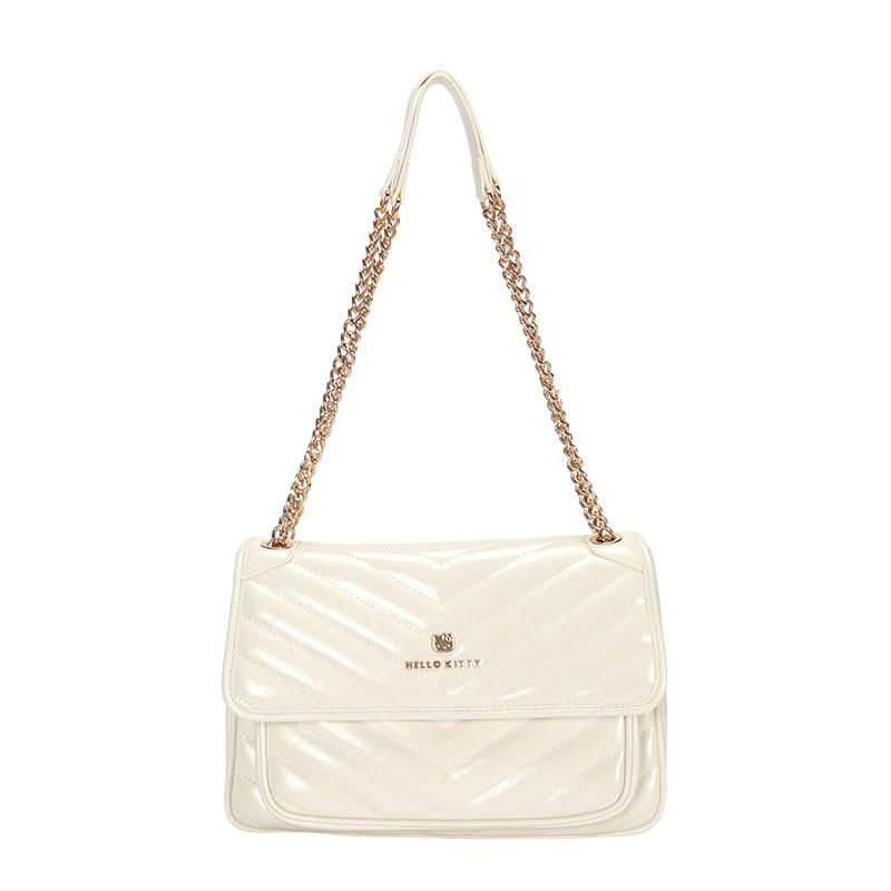 New Sanrio Hello Kitty Synthetic Leather Shoulder Bag Crossbody Bag Regular Women's Black/Ecru HHF249791