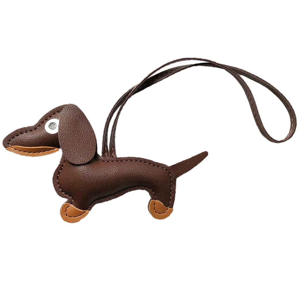 Handmade PU Leather Puppy Dog Keychain Pendant Lovely Dachshund Bag Phone Pendant Women Backpack Handbag Charm Decors