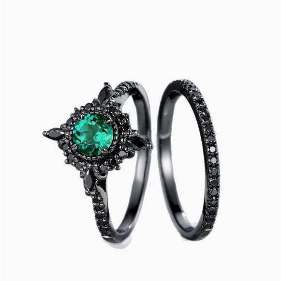 Vintage Gunmetal Wedding Rings One Size чёрный