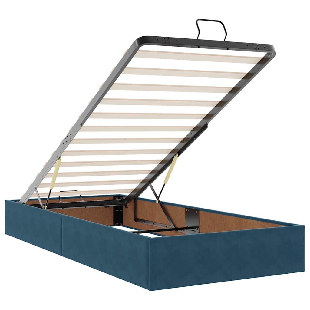 Ottoman Bed with Mattress & LEDs Dark Blue 90x190 Cm Velvet