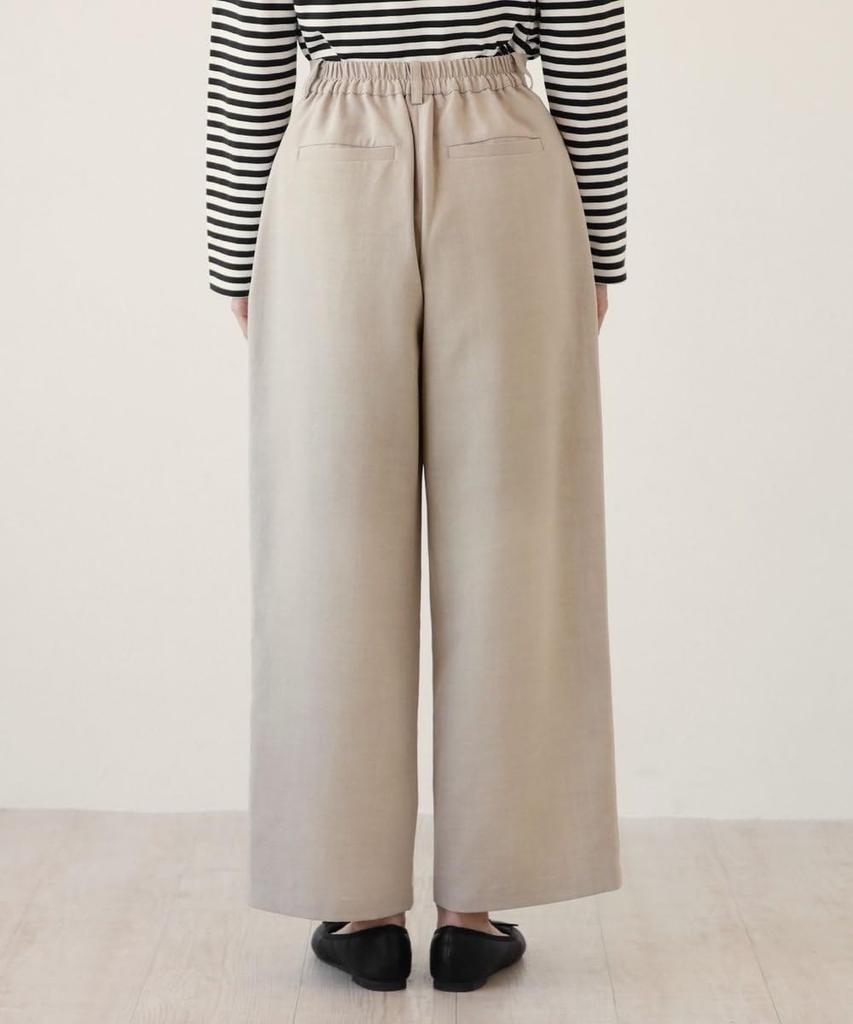 Afternoon Tea Living JA51 Linen-Style Wide Slacks, Size M, Light Beige