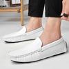 Men's Spring High-Quality White Leather Loafers Brand Business Shoes Genuine Leather Soft Sole Lightweight Driving Shoes
