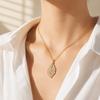 Trendy Gold Color Leaf Pendant Necklace Cubic Zirconia Inlaid Leaf Shaped Pendant Jewelry Gift for Women Elegant Daily Wear Chain Necklace