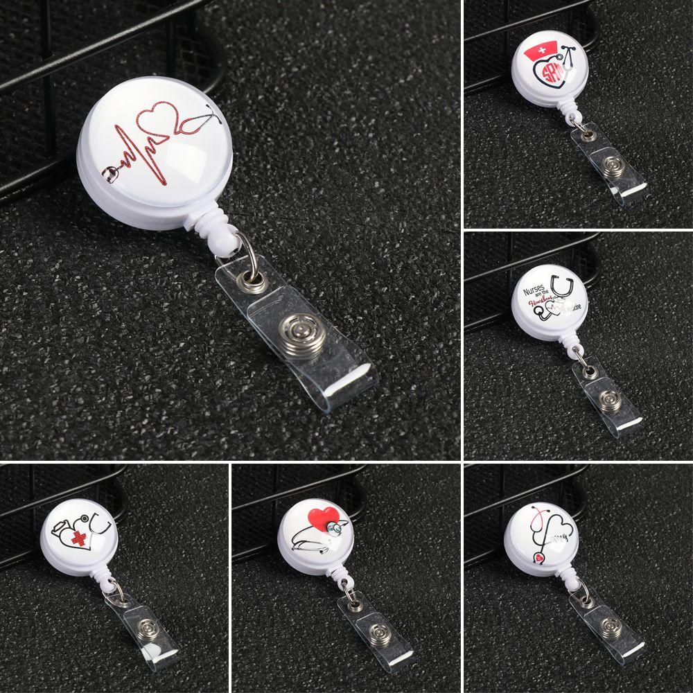 1pc High Quality Retractable Office Supplies Key Ring Nurse ID Name Card Lanyards Badge Holder