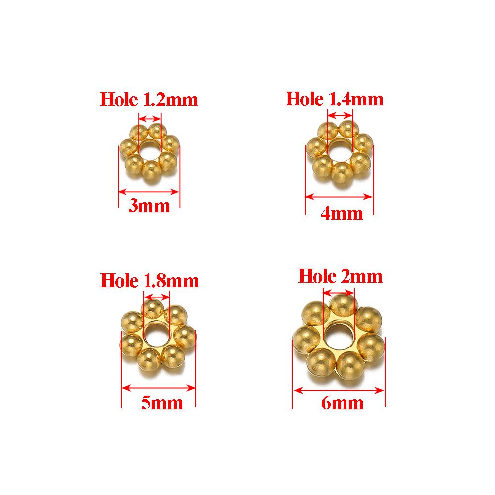 50pcs Stainless Steel Gold color Daisy Spacer Beads Mini Snowflake Spacer Charms DIY Bracelet Necklace Jewelry Making Supplies