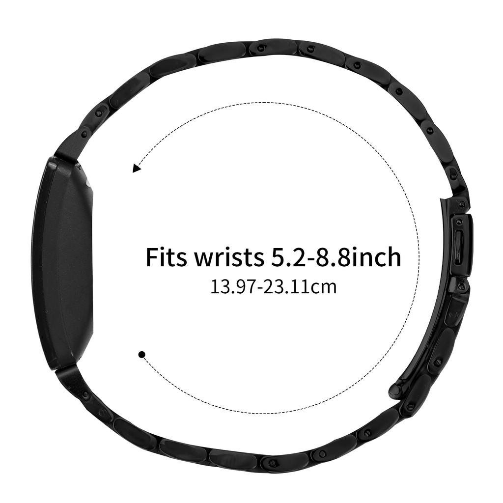 For Fitbit Inspire HR/Inspire Watch Band Slim Five-Bead Stainless Steel Black Strap