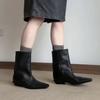 Cowhide Version~ Korean Version of Thin and Versatile Square Head Thick Heel Martin Boots Sleeve Thin Boots Short Boots Women's Chelsea Boots