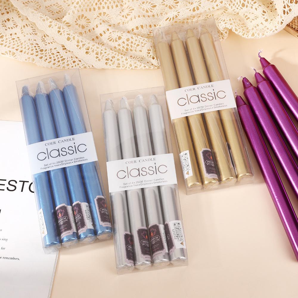 Galvanisierte Europäische Farbe Lange Stabkerze Heim Geruchlose Kerzenlicht-Dinner Kerzenständer Stab Wachs