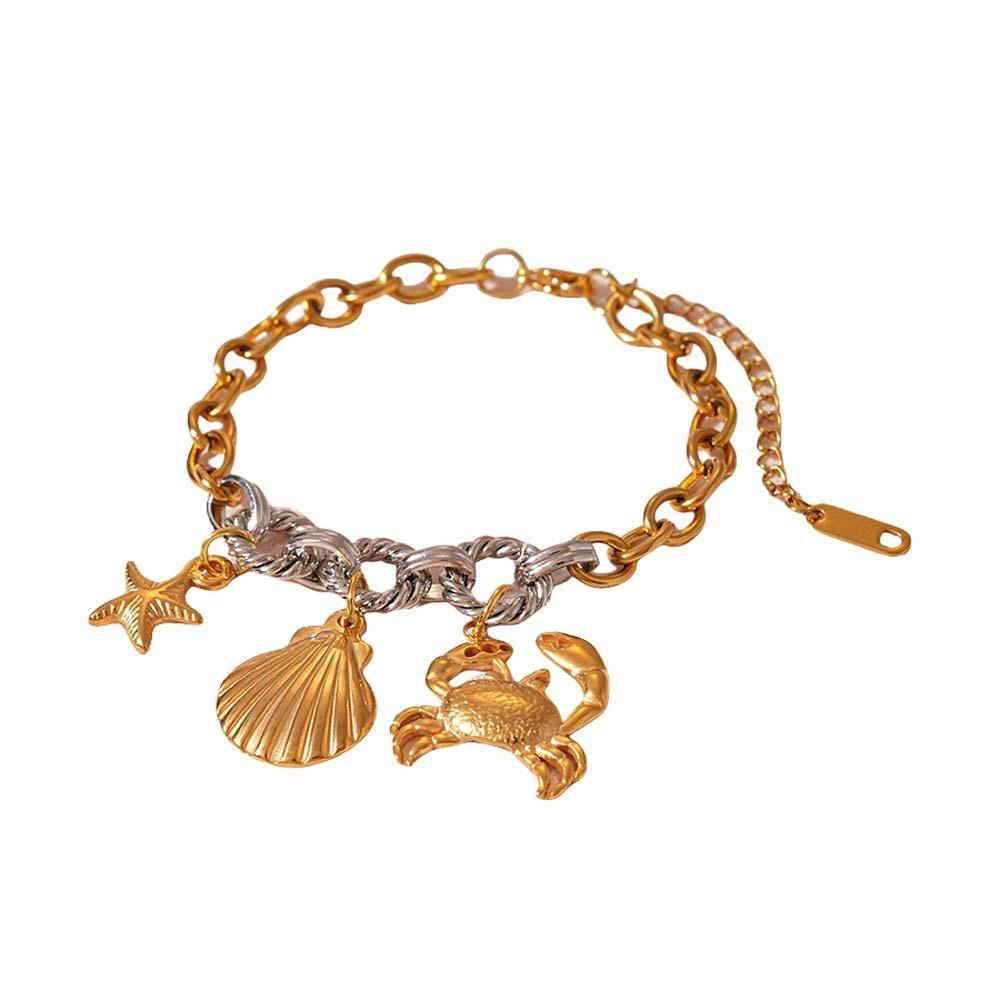 Beach Sea Series Starfish Steel Bracelet Ocean Animal/Flower Starfish Hand Chain  Girls Couple