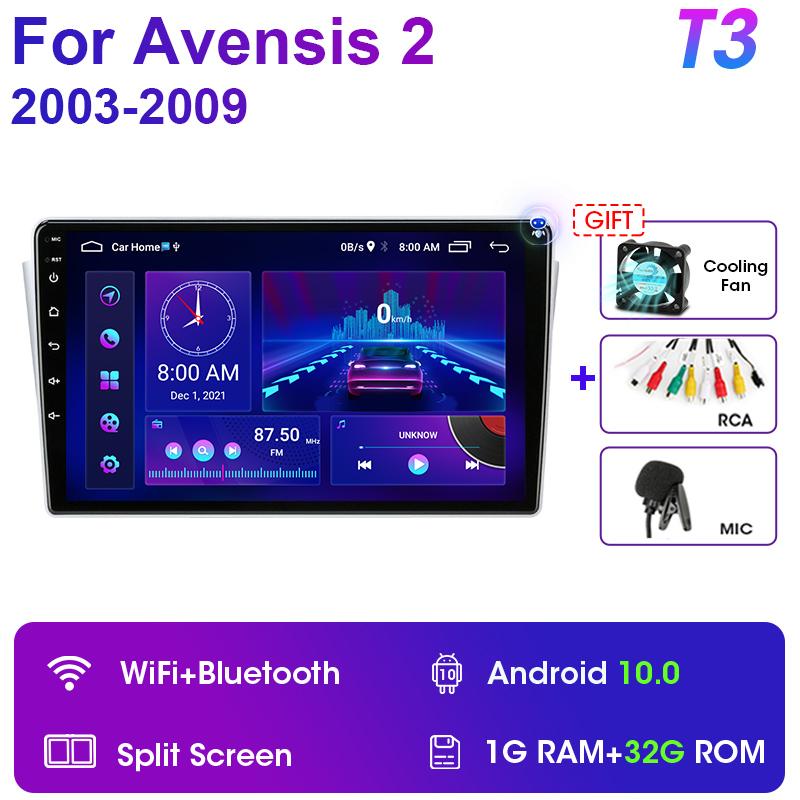 Radio auto 2 Din Android 11 pentru Toyota Avensis T250 2 II 2003-2009 Player video multimedia Navigație GPS 4G Carplay Auto Stereo