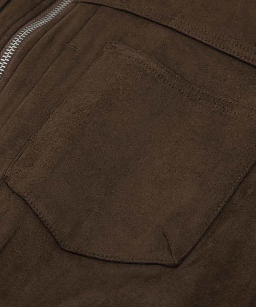 LETTERCOMO Contemporary Suede Rider Jacket Dark Brown