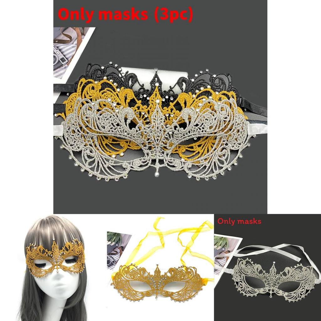Adult Lace Face Mask With Sparkling Embellishments For Costume Parties Or Halloween
