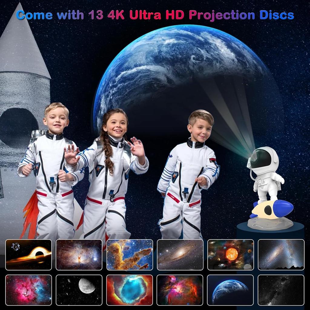 Star Projector, Astronaut Galaxy Projector for Bedroom, 13 In 1 HD Planetarium Projector, 360°Rotating Star Projector Galaxy Light 9 Colors Night