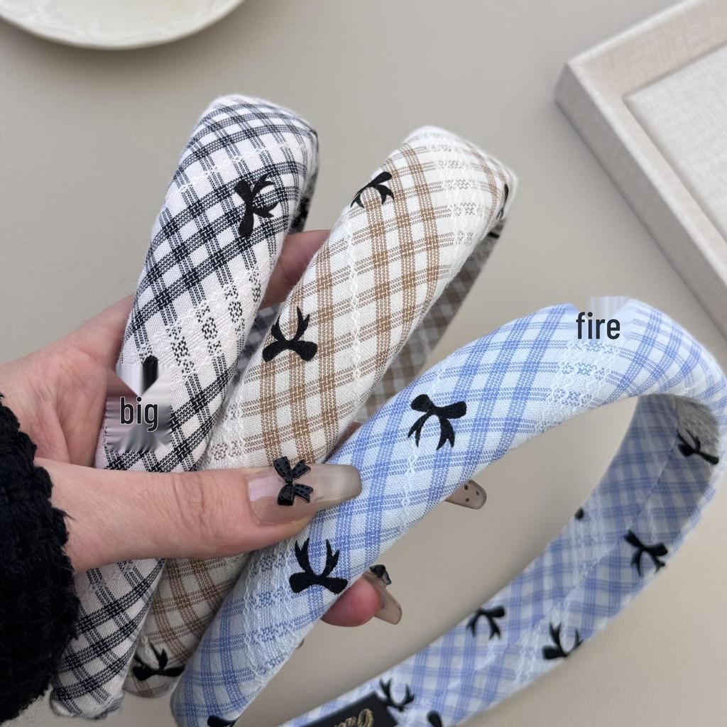 Advanced Plaid Bow Headband for Women - Fashionable Sponge Hair Accessory