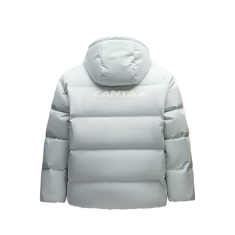 Anta Sports Lifestyle Series Pioneer Series Letter Zipper Hooded Comfortable Breathable Loose Down Jacket Women Outerwear White Gray Green 962448905-7